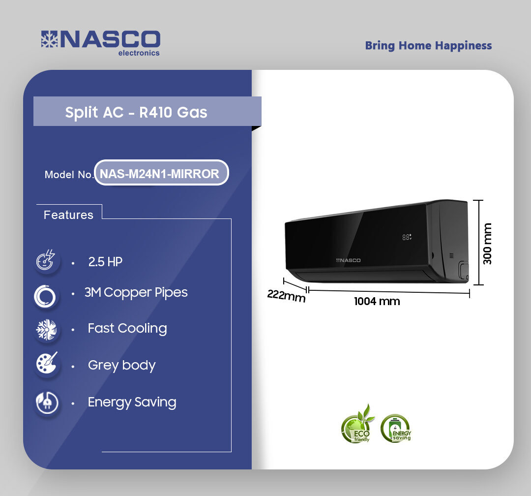 Nasco 24000BTU Split AC R410 Mirror NAS-M24N1-MIRROR